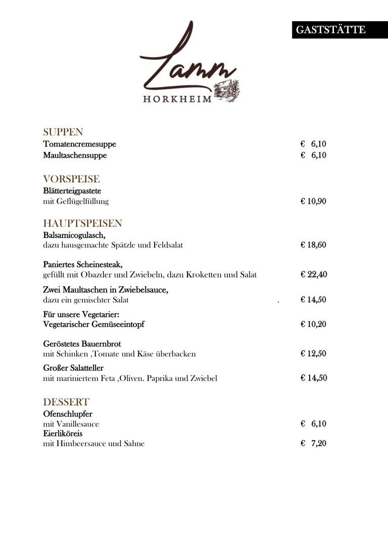 Aktuelle Wochenkarte 