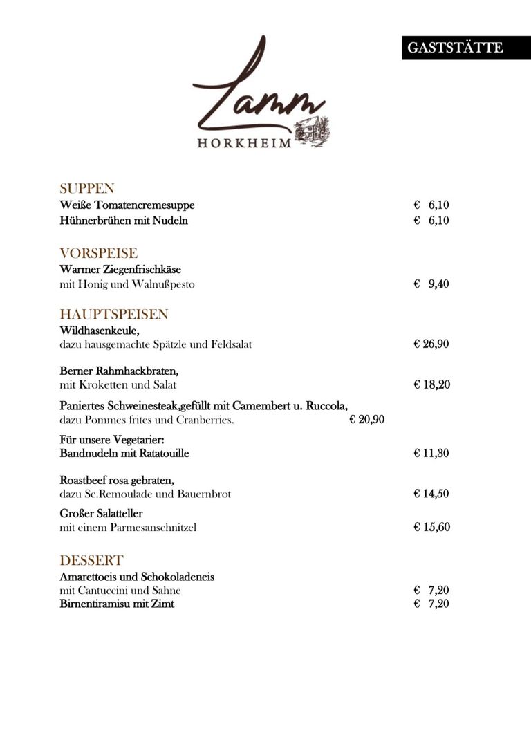 Aktuelle Wochenkarte 