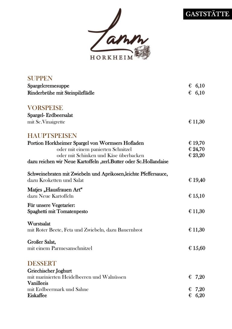 Aktuelle Wochenkarte 